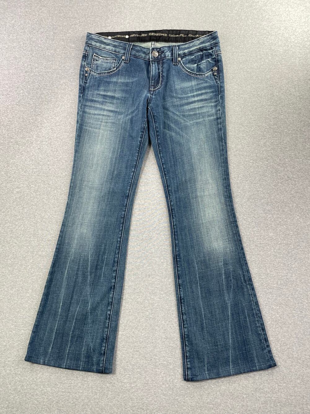 Vintage Y2K ReRock for Express Low Rise Bootcut Jeans Womens 6 Medium Wash Blue